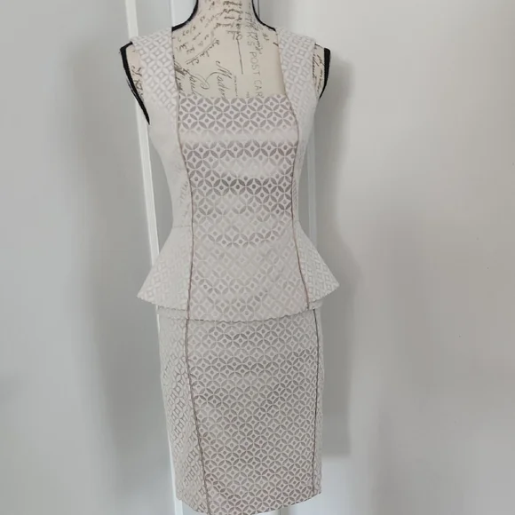 Elegant Cream Peplum Skirt Suit - Picture 1 of 16